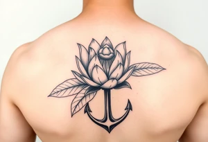 Protea flower with leafs and an anchor tattoo idea