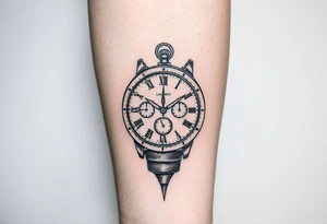 Imaginez le Colisé  en arrière-plan     et une horloge montrant 6h40 tattoo idea
