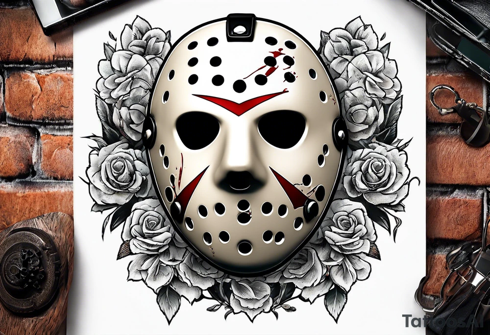 Friday the 13th Jason mask, Japanese art tattoo idea