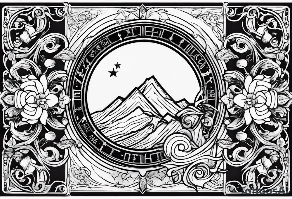 Virgo and Sagittarius zodiac signs with letter RR and date September 11 tattoo idea