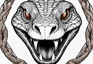 Copperhead full length from above with head turned up and mouth open and copper colored eyes tattoo idea