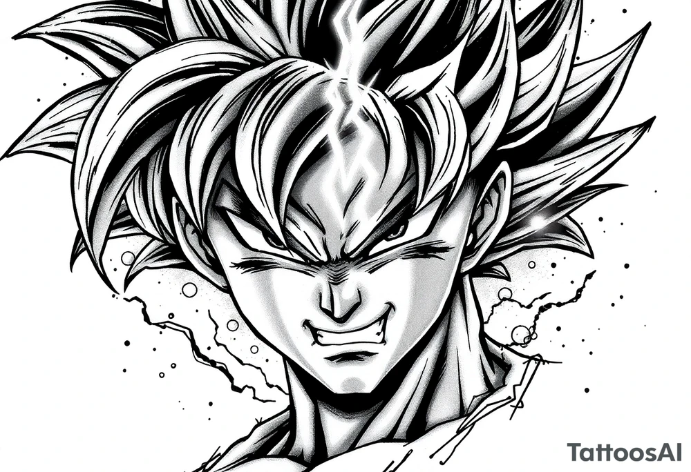 legendary dragonball z scene with energy aura and power effects tattoo idea