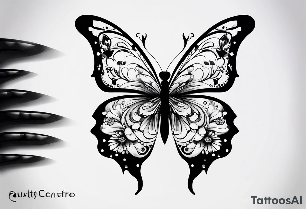 Trash polka butterfly tattoo idea