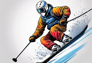 powder mountain skier small cartoon tattoo idea