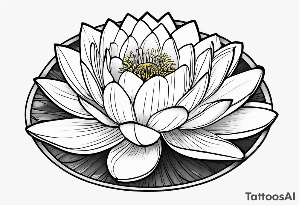 single line water lily tattoo, very simple, no shading, just outline tattoo idea