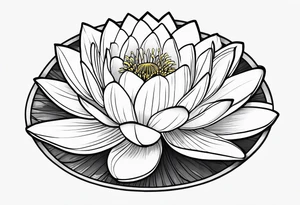 single line water lily tattoo, very simple, no shading, just outline tattoo idea