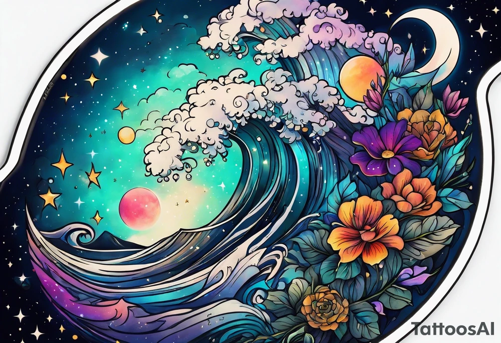 Small cottagecore galaxy tattoo idea