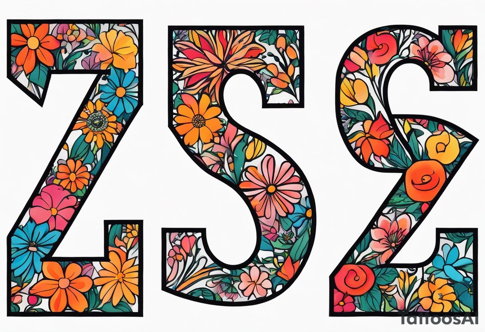 The number seven surrounded by colorful flowers tattoo idea The number seven surrounded by colorful flowers tattoo idea