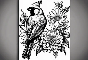 Chrysanthemum and cardinal tattoo idea