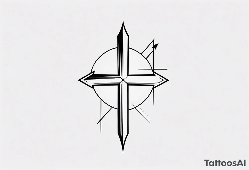 A cross with an up arrow on top tattoo idea