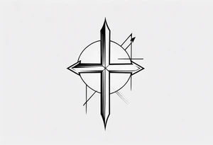 A cross with an up arrow on top tattoo idea