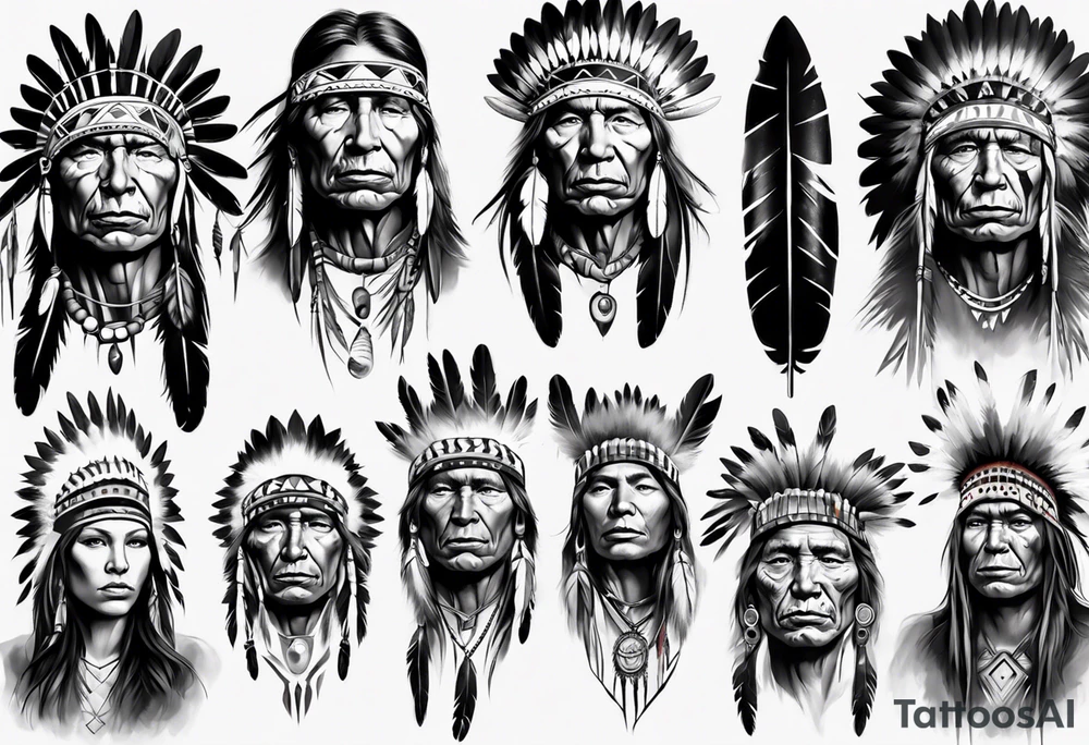 Native American face realism tattoo idea