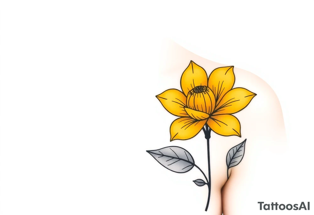 A minimalist flower tattoo that represents a shattered and betrayed gemini woman who fought hard throughout this year. With colors yellow and black tattoo idea