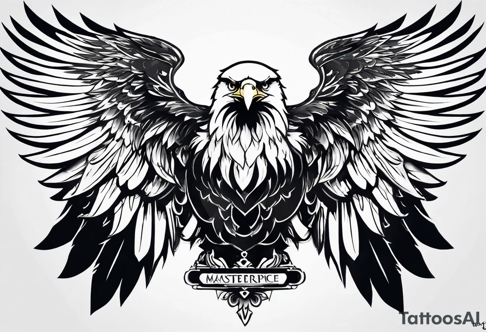 the tattoo would be like. In short, 

- eagle head face down 
- eagle wings spread wide 
- middle will be a portrait of me and my mom 
- a short writings on the wings tattoo idea