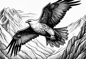 White Dove and an Eagle flying over a mountain tattoo idea