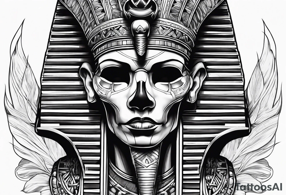 pharaoh skull realistic tattoo idea