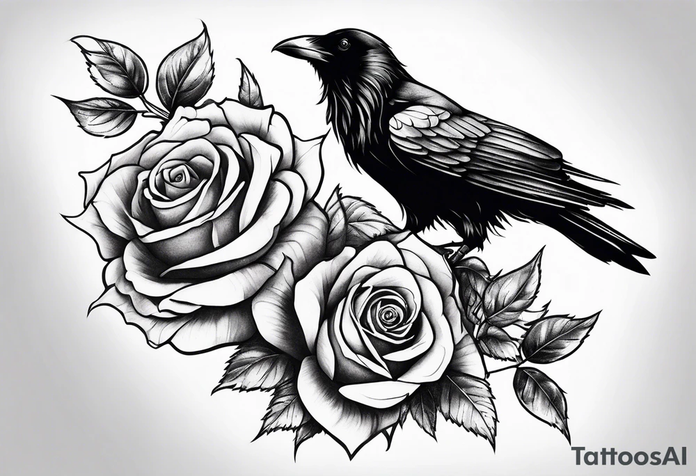 Raven holding  rose    arm tattoo tattoo idea