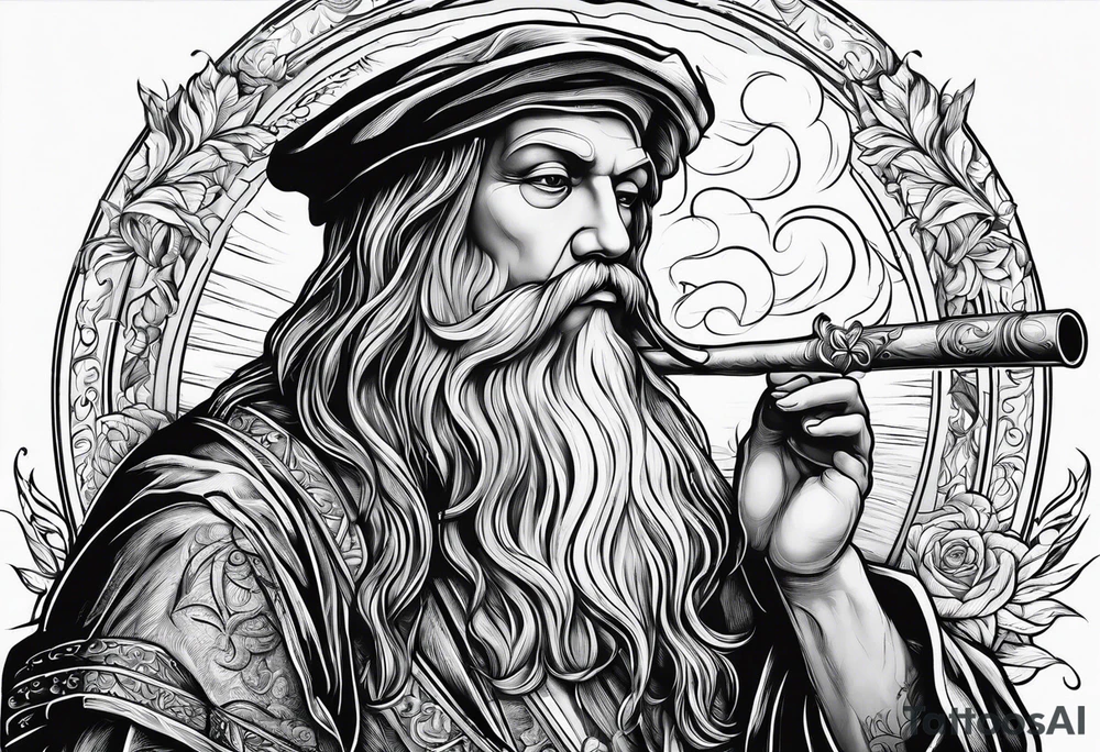 Leonardo da Vinci smoking cigarette tattoo idea