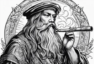 Leonardo da Vinci smoking cigarette tattoo idea