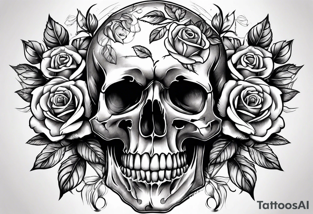 skull and roses tattoo idea