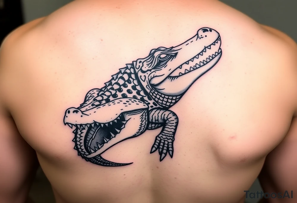 powerful majestic  crocodile tattoo idea