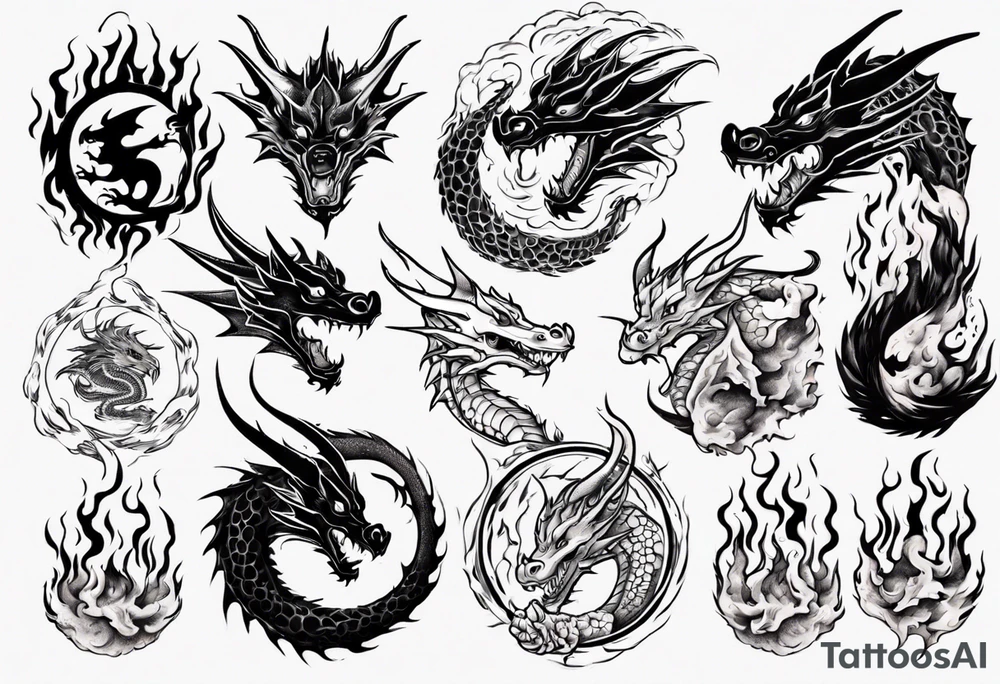 Dragon Surrounded in Fire tattoo idea