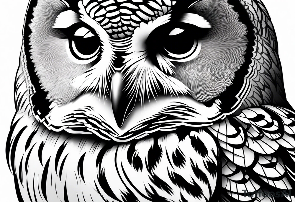 Barred owl with a rose tattoo idea