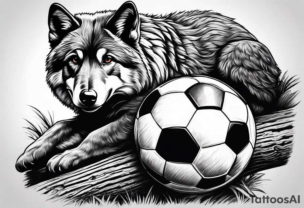 Redfin on a log with a soccer ball tattoo idea