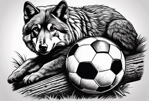Redfin on a log with a soccer ball tattoo idea