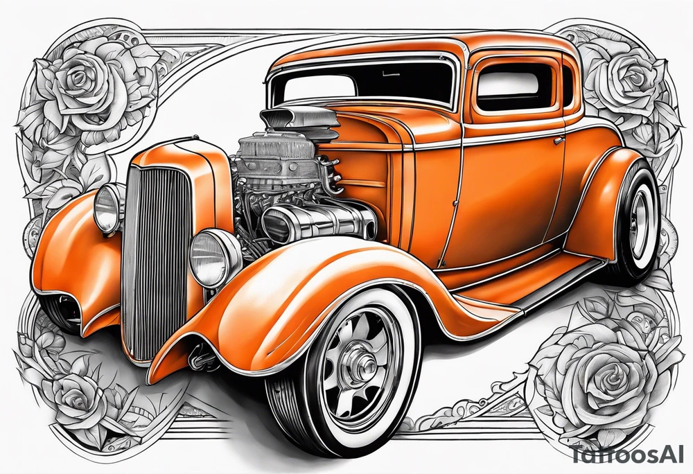 Orange hot rod tattoo idea