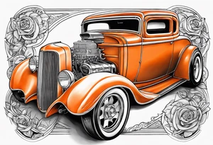 Orange hot rod tattoo idea