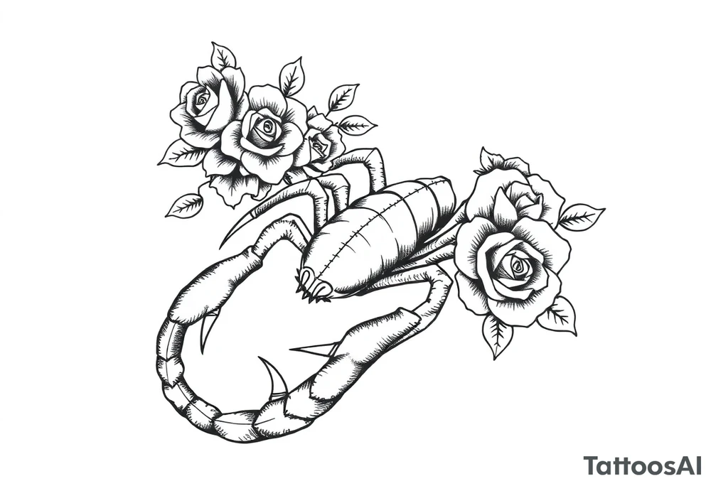 Scorpion with roses tattoo idea