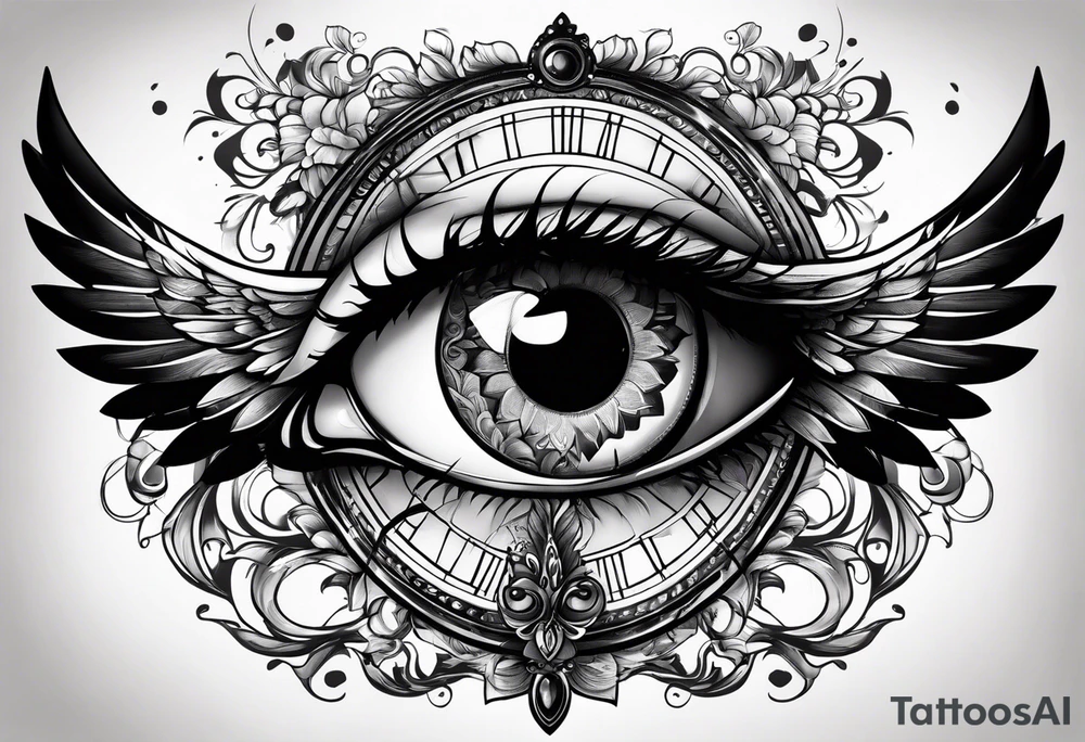 big eye with wings tattoo idea