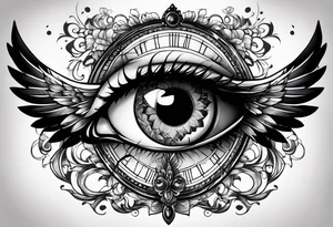 big eye with wings tattoo idea