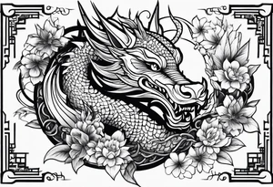 wristband tattoo with dragon and cat tattoo idea