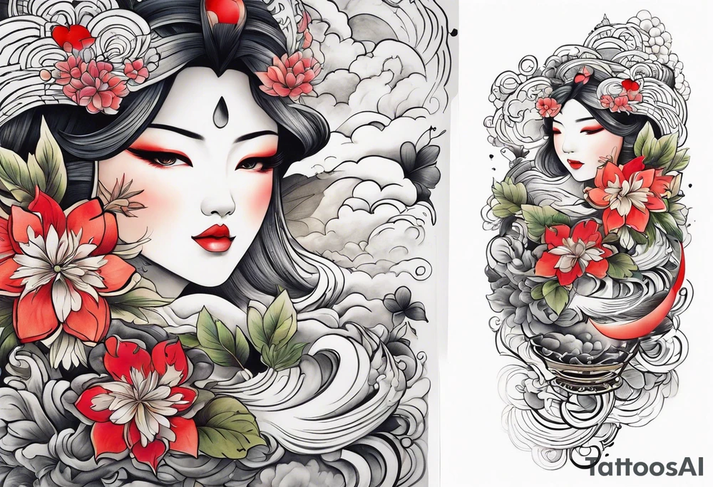 Half sleeve love design tattoo idea