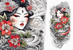 Half sleeve love design tattoo idea