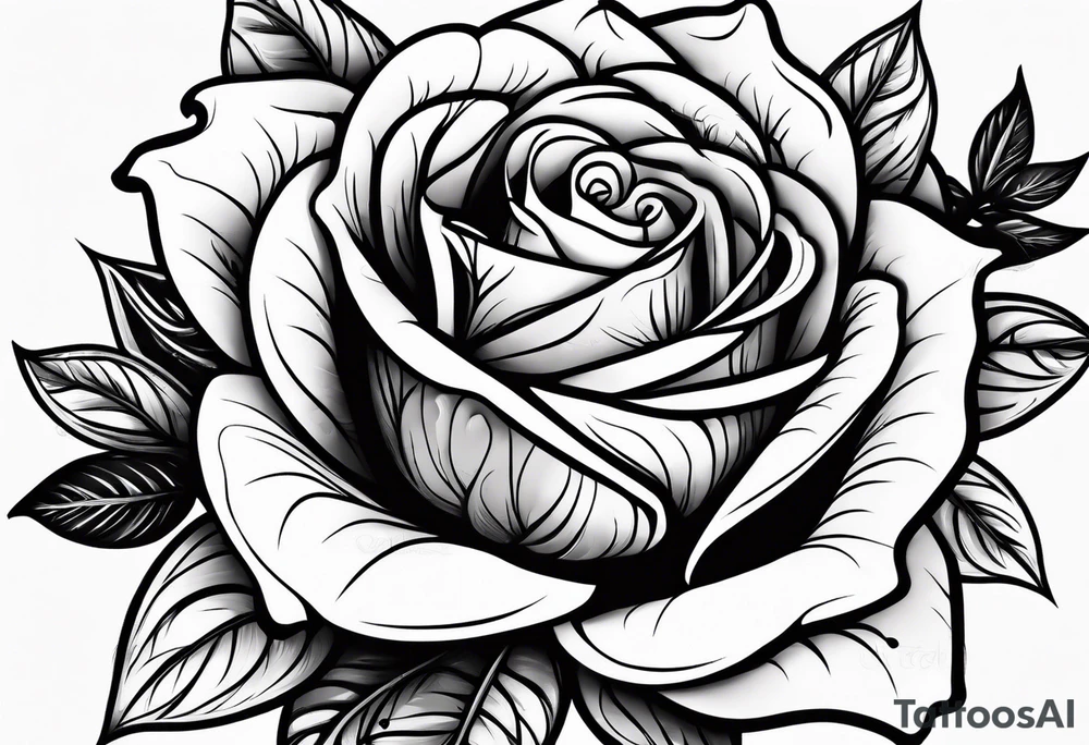 Single rose with decorative swirls tattoo idea