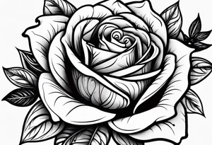 Single rose with decorative swirls tattoo idea