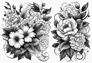 japanese sleeve with floral elements tattoo idea