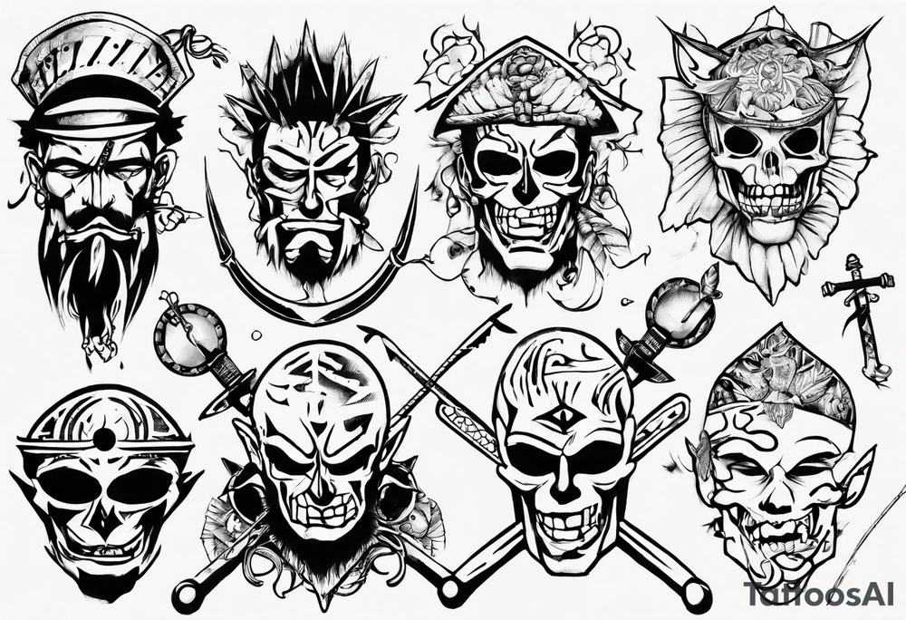 ZORO TRES CATANA tattoo idea