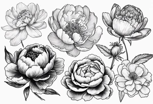 Birth flowers from January, February, September, October and December and peony tattoo idea