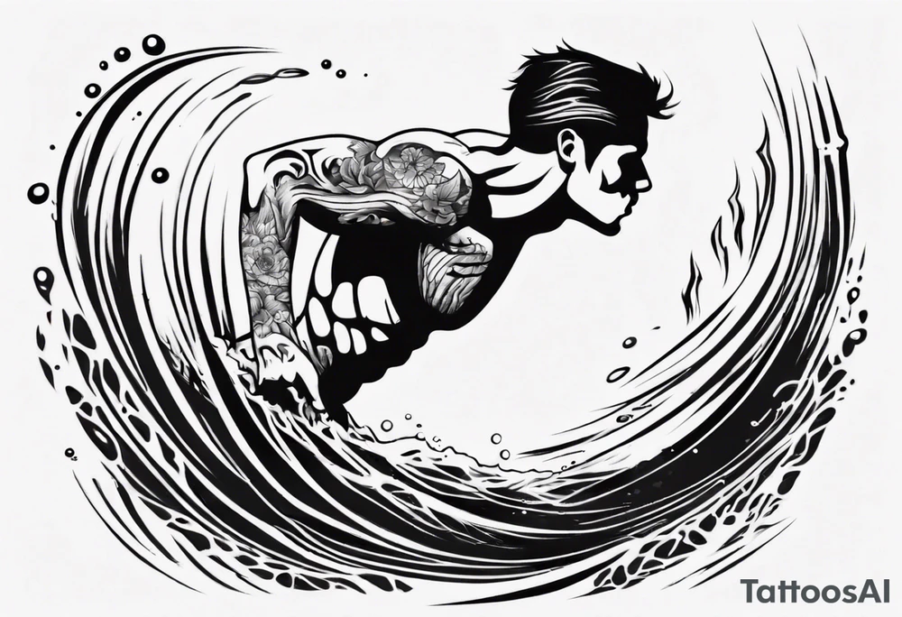 man swimming, no details tattoo idea