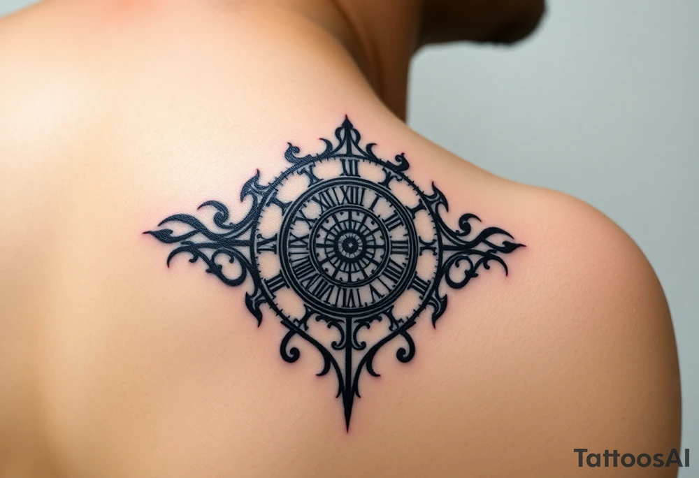 vintage roman numerals within ornate clockwork mechanism tattoo idea