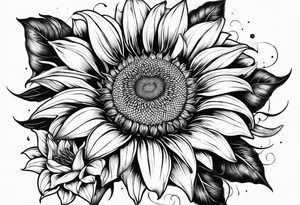 Sunflower and Lilly sleeve tattoo idea