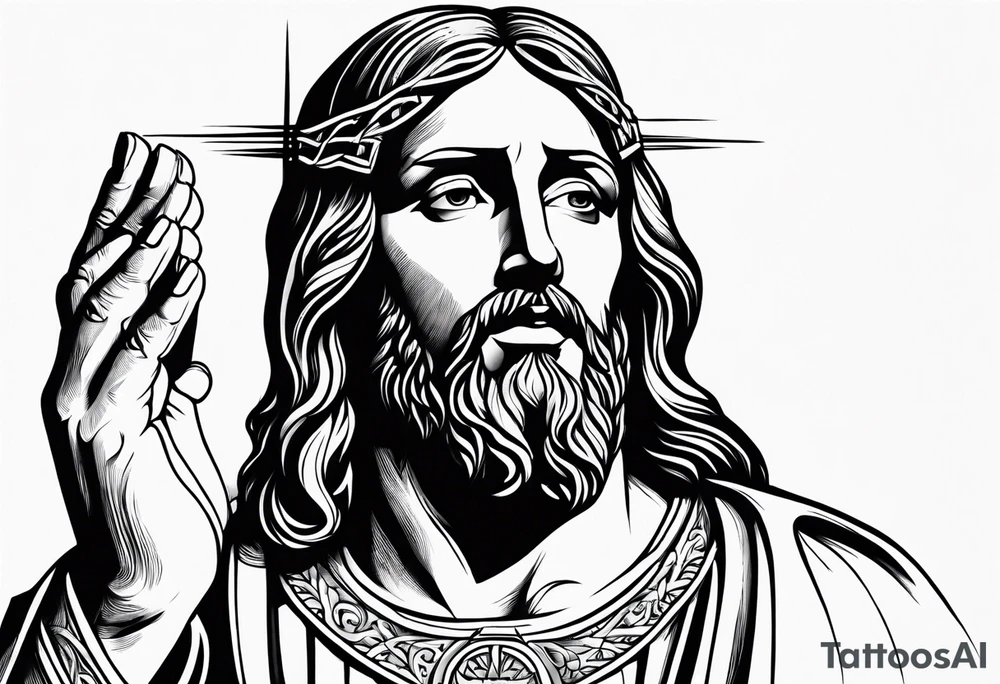 jesus nailed hand tattoo idea