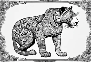 aztec black jaguar sitting tattoo idea