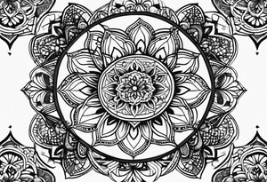 flower of life with henna pattern for sleeve tattoo idea