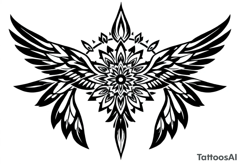 spiritual feather indian mandala shaman tattoo idea