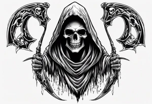 hooded reaper upper body no skull tattoo idea
